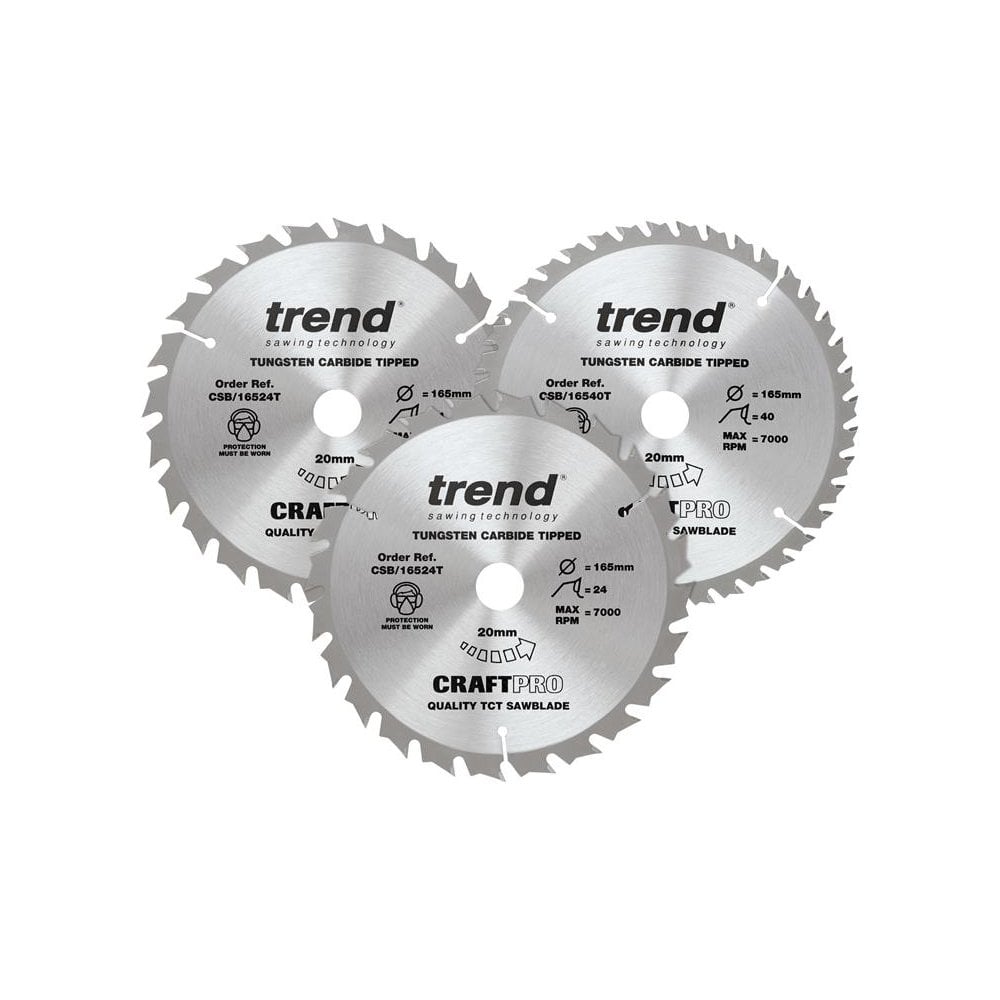 Trend CraftPro Cordless Saw Blade 165 x 20mm x 24T/40T (Pack 3)