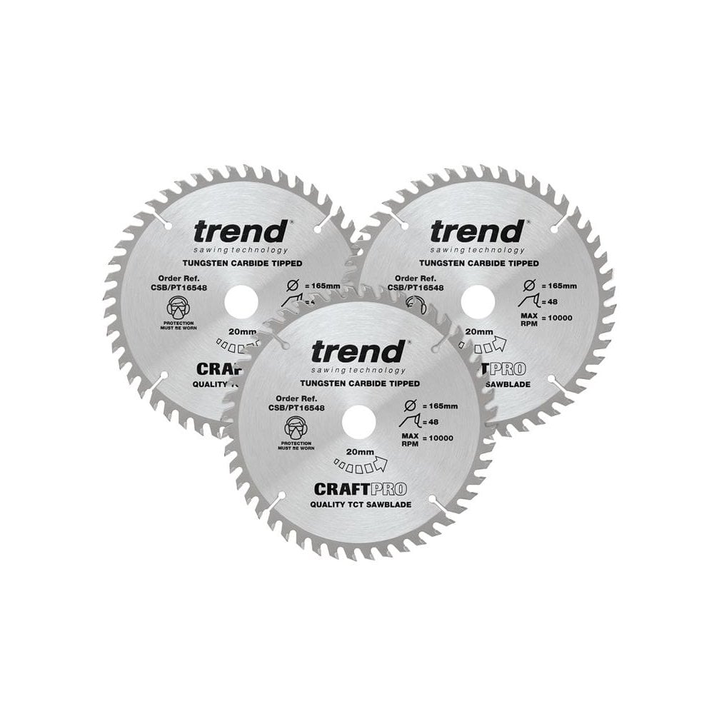 Trend CraftPro Panel Trim Saw Blade 165 x 20mm x 48T (Pack 3)