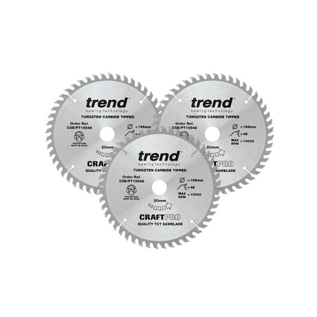 Trend CraftPro Panel Trim Saw Blade 165 x 20mm x 48T (Pack 3)
