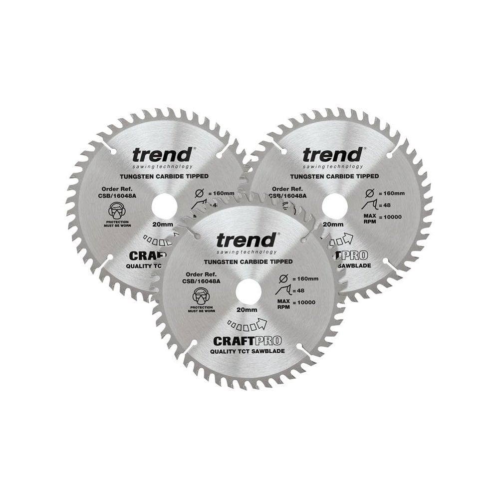 Trend CraftPro Plunge Saw Blade 160 x 20mm x 48T (Pack 3)