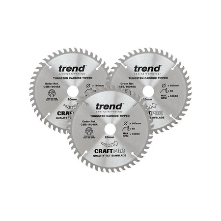 Trend CraftPro Plunge Saw Blade 160 x 20mm x 48T (Pack 3)