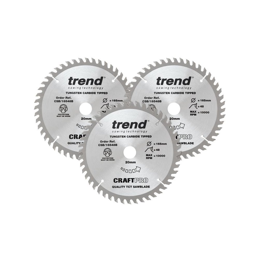 Trend CraftPro Plunge Saw Blade 165 x 20mm x 48T (Pack 3)