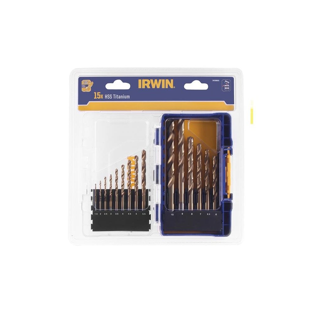 IRWINÂ© HSS Titanium Metal Drill Bit Set, 15 Piece