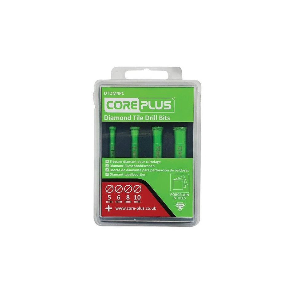 CorePlus DTDM4PC Diamond Tile Drill Bit Set, 4 Piece