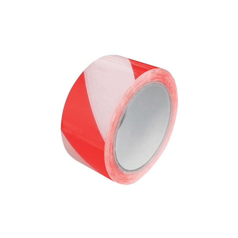 Faithfull Laminated Self-Adhesive Hazard TapeÃ¿Red/White 50mm x 33m