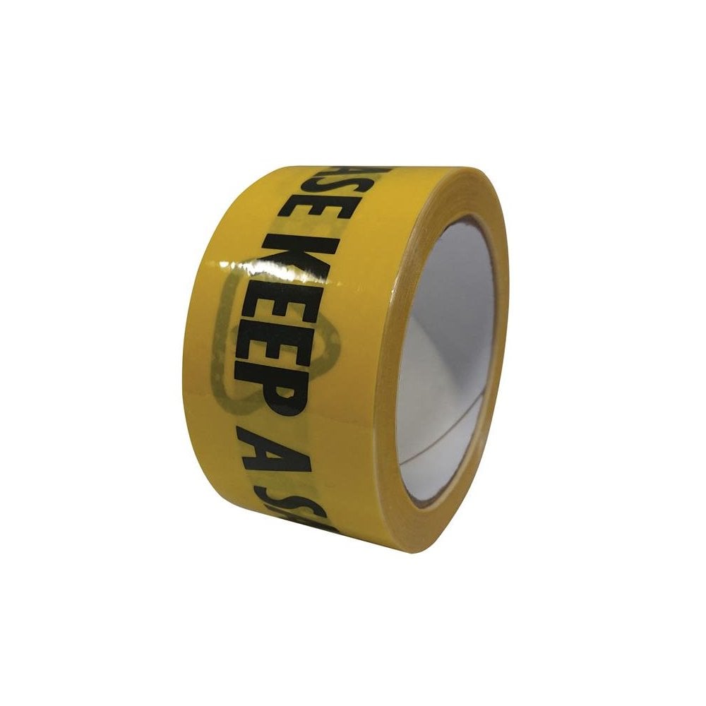 Faithfull Laminated Self-Adhesive Hazard TapeÃ¿Social Distance Black/Yellow 50mm x 33m