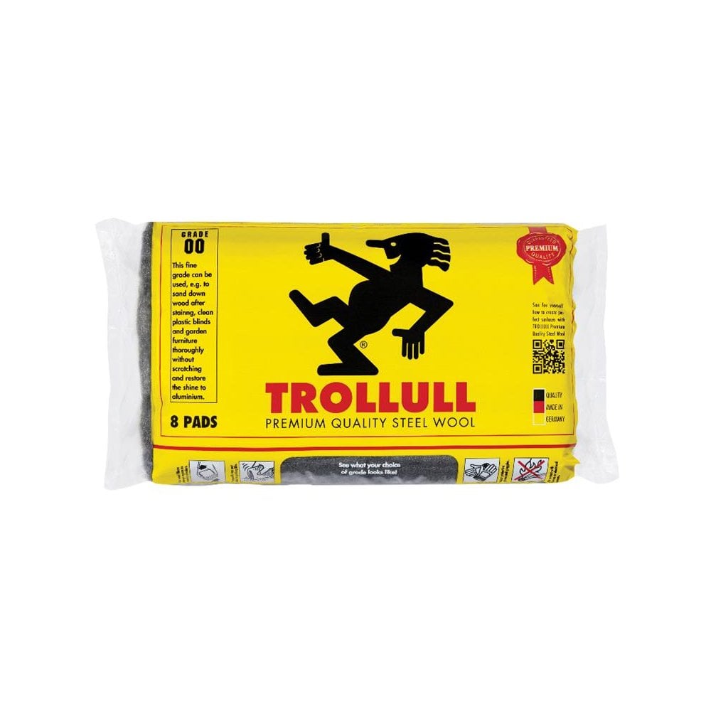 Trollull Extra Large Steel Wool Pads Grade 00 (Pack 8)