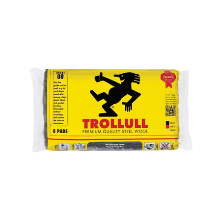 Trollull Extra Large Steel Wool Pads Grade 00 (Pack 8)
