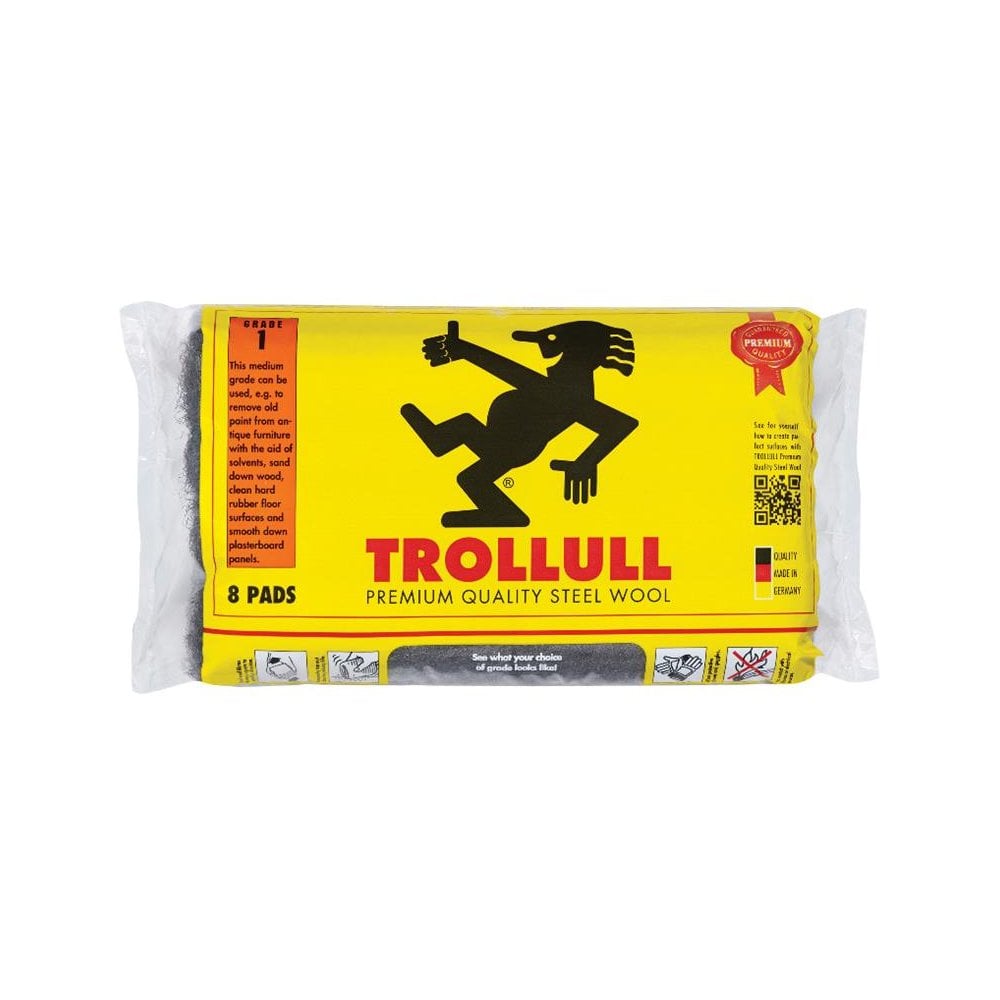 Trollull Extra Large Steel Wool Pads Grade 1 (Pack 8)