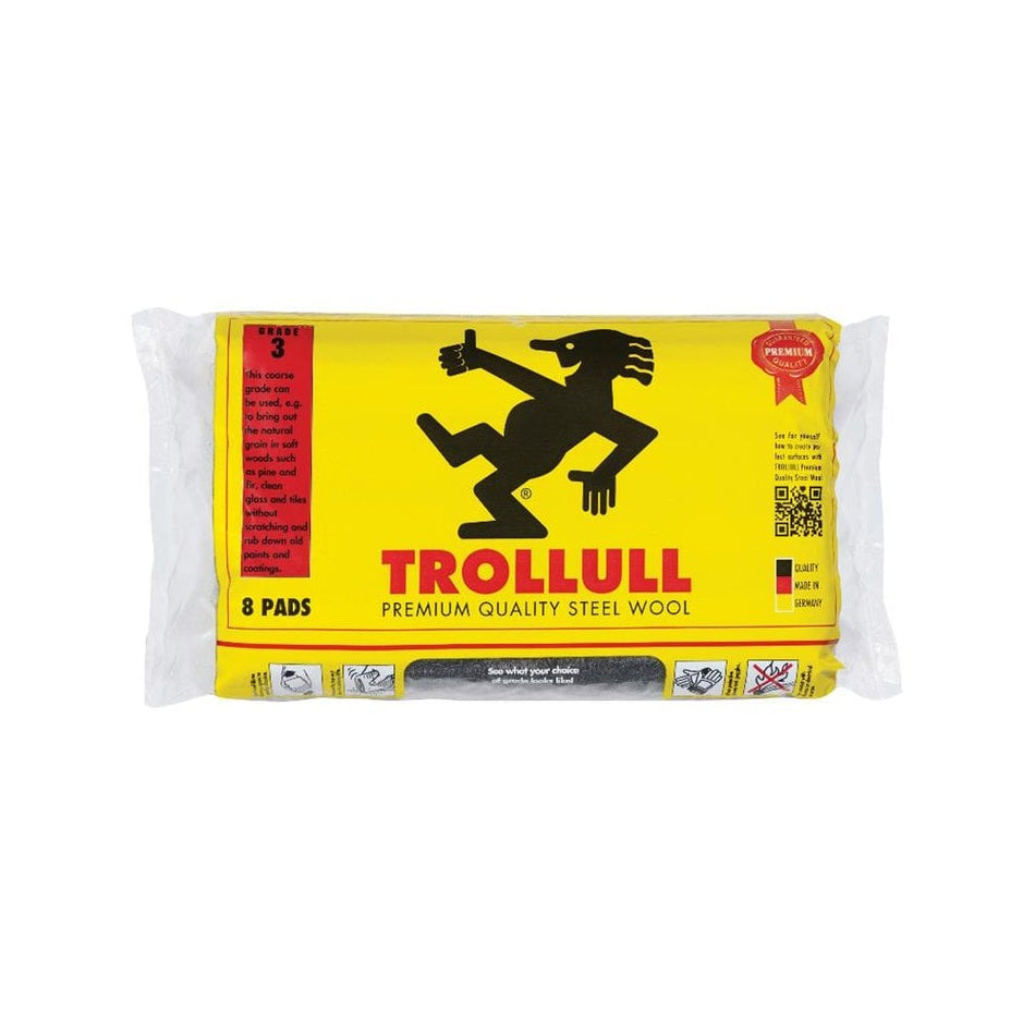 Trollull Extra Large Steel Wool Pads Grade 3 (Pack 8)