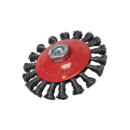 Faithfull Conical Wire Brush 100mm x M14 x 2 0.50mm Wire