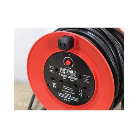 Faithfull Power Plus Cable Reel 25 Metre 13 Amp 230 Volt
