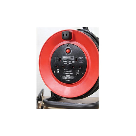 Faithfull Power Plus Cable Reel 25 Metre 13 Amp 230 Volt