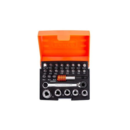 Bahco 2058/S26 Ratchet Socket Bit Set of 26 Metric 1/4in Drive