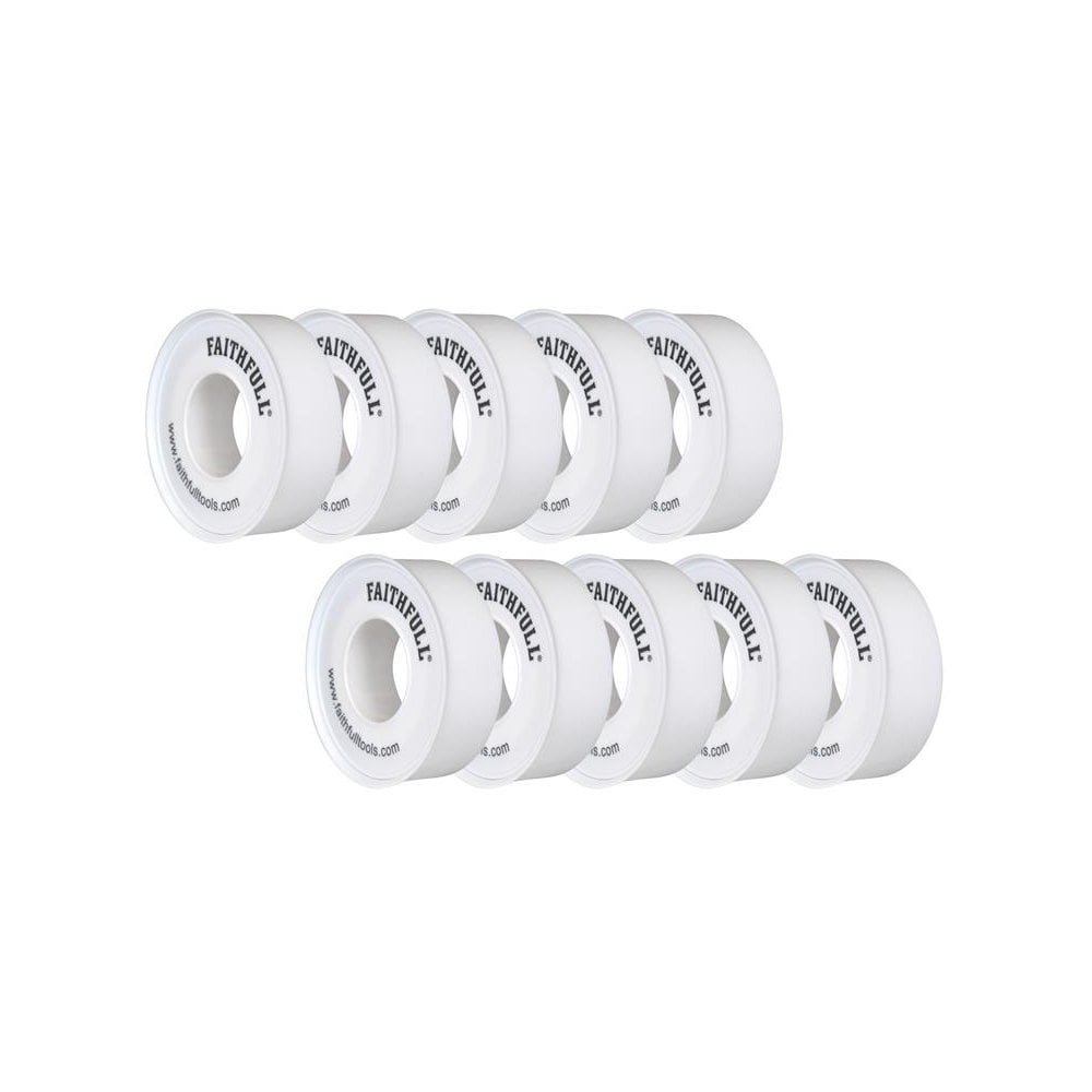Faithfull P.T.F.E Tape 12mm X 12m White (Pack 10)