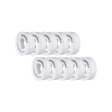 Faithfull P.T.F.E Tape 12mm X 12m White (Pack 10)