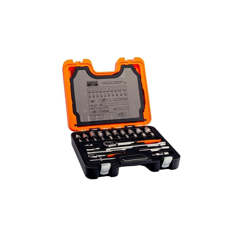 Bahco S410 Socket & Spanner Set of 41 Metric 1/4in & 1/2in Drive