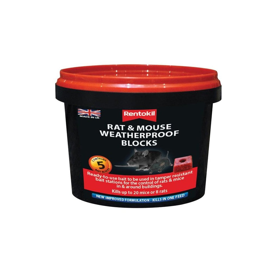 Rentokil Rat & Mouse Weatherproof Blocks Tub of 5
