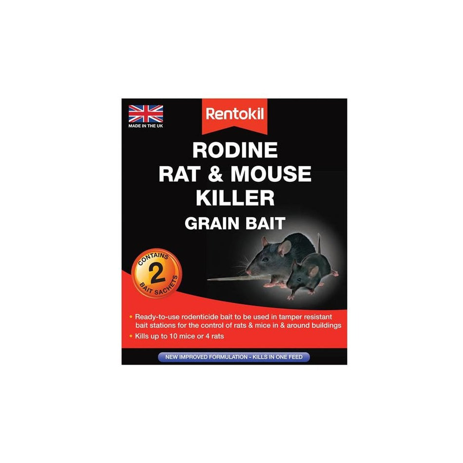 Rentokil Rodine Rat & Mouse Killer Grain Bait 2 Sachets