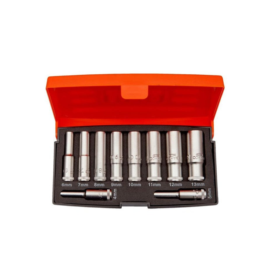 Bahco S0810L 1/4in Drive Deep Socket Set of 10 Metric