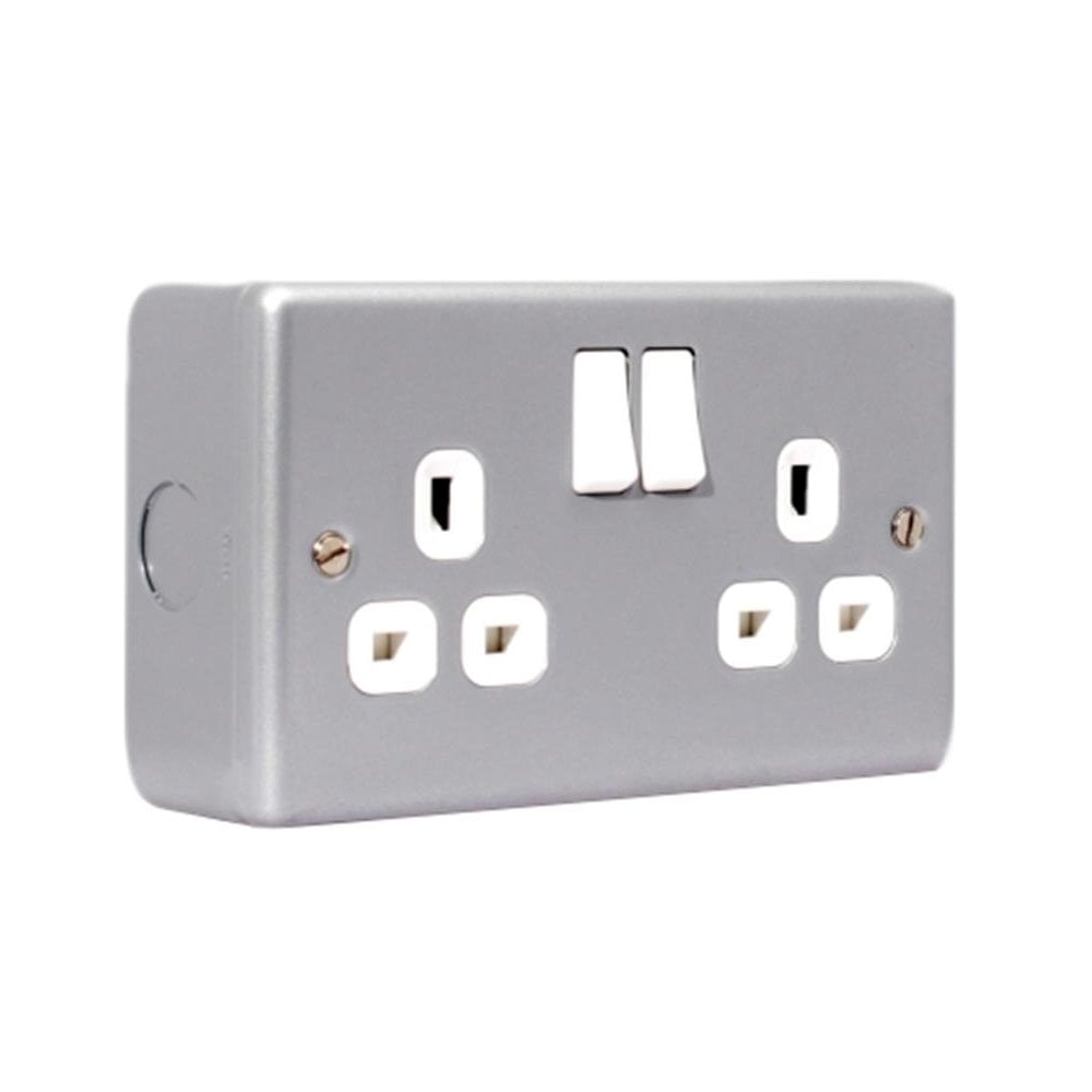 Masterplug Metal Clad Switched Socket 2-Gang 13A