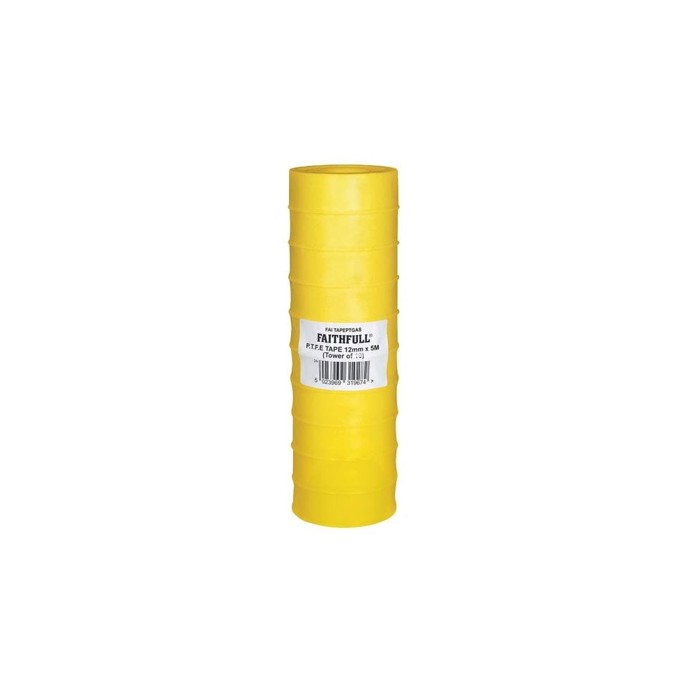 Faithfull P.T.F.E Gas Tape 12mm x 5m White (Pack 10) -No. 0800125TB