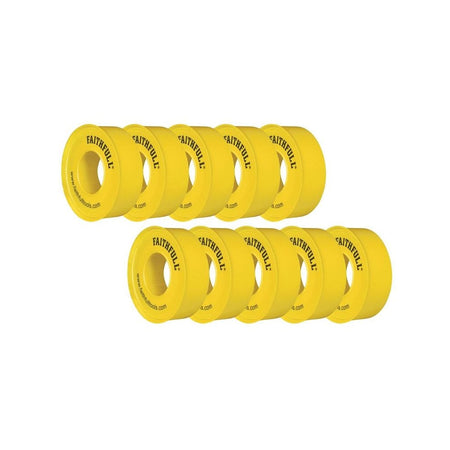 Faithfull P.T.F.E Gas Tape 12mm x 5m White (Pack 10) -No. 0800125TB