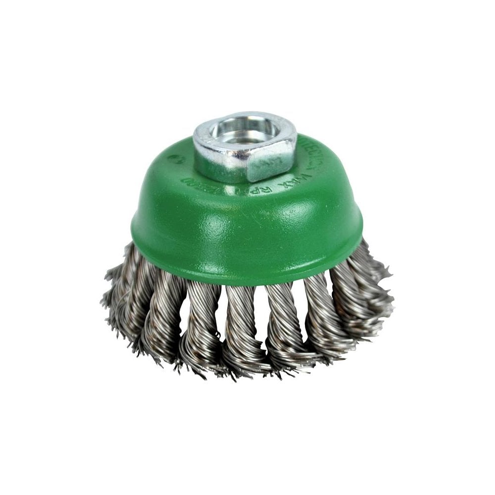 Faithfull Wire Cup Brush Twist Knot 65mm M14 x 2 0.50mm Stainless Steel Wire -No.