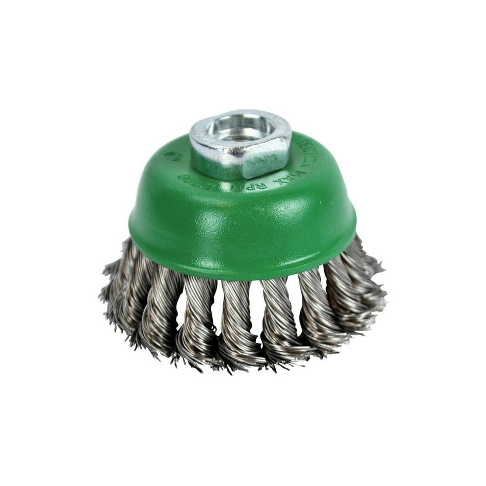 Faithfull Wire Cup Brush Twist Knot 65mm M14 x 2 0.50mm Stainless Steel Wire -No.
