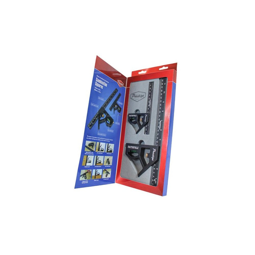 Faithfull Prestige Combination Square Twin Pack 150mm (6in) & 300mm (12in)