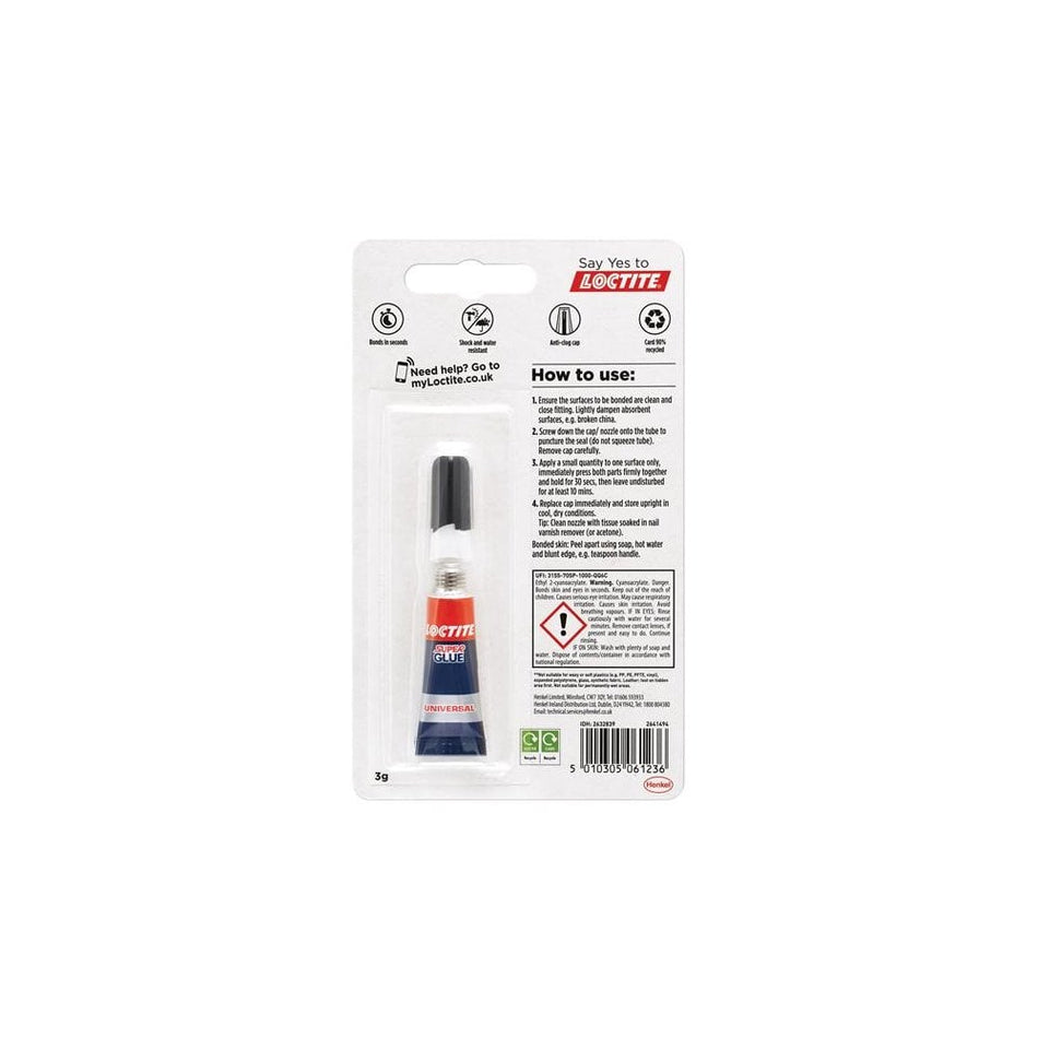 Loctite Super Glue Liquid, Tube 3g