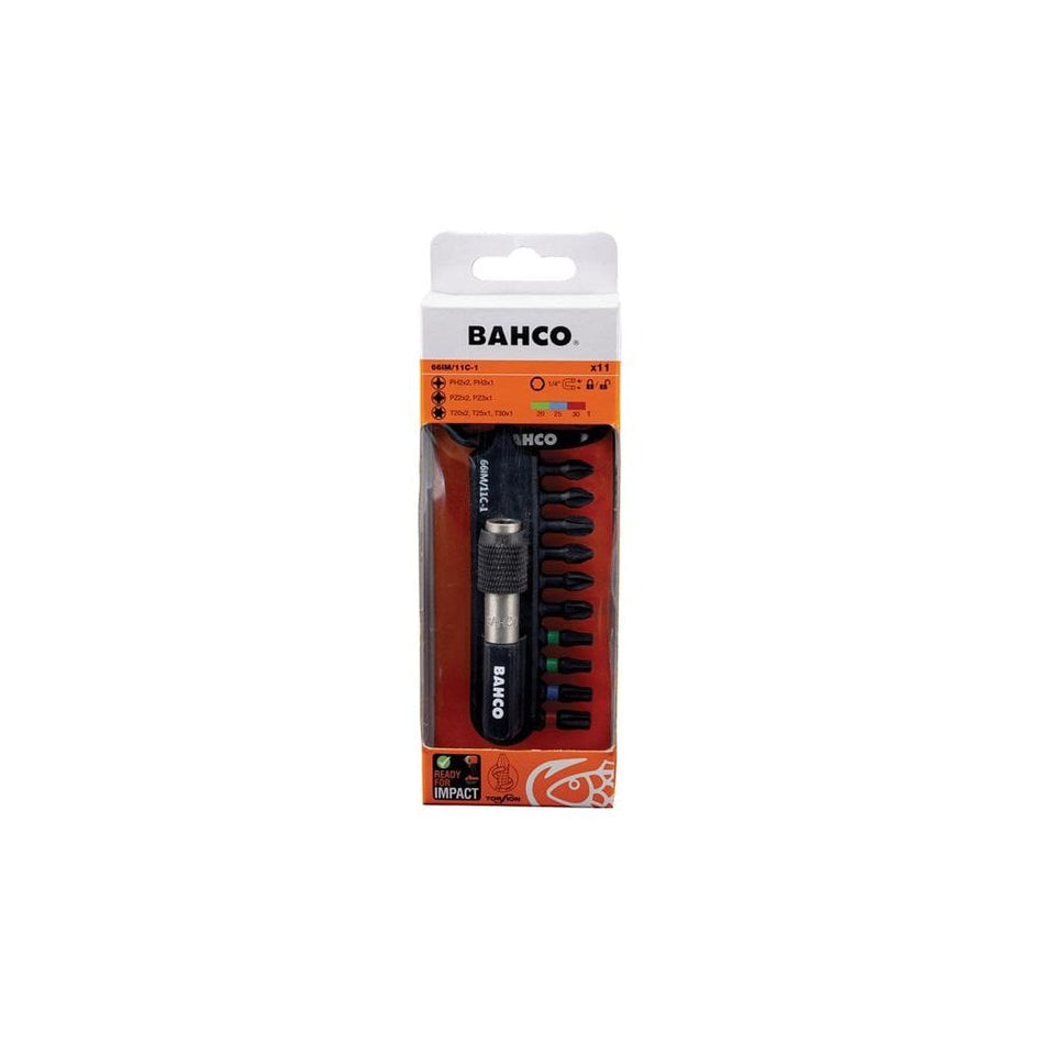 Bahco 66IM/11C-1 Heavy-Duty Torsion Bit Set, 11 Piece