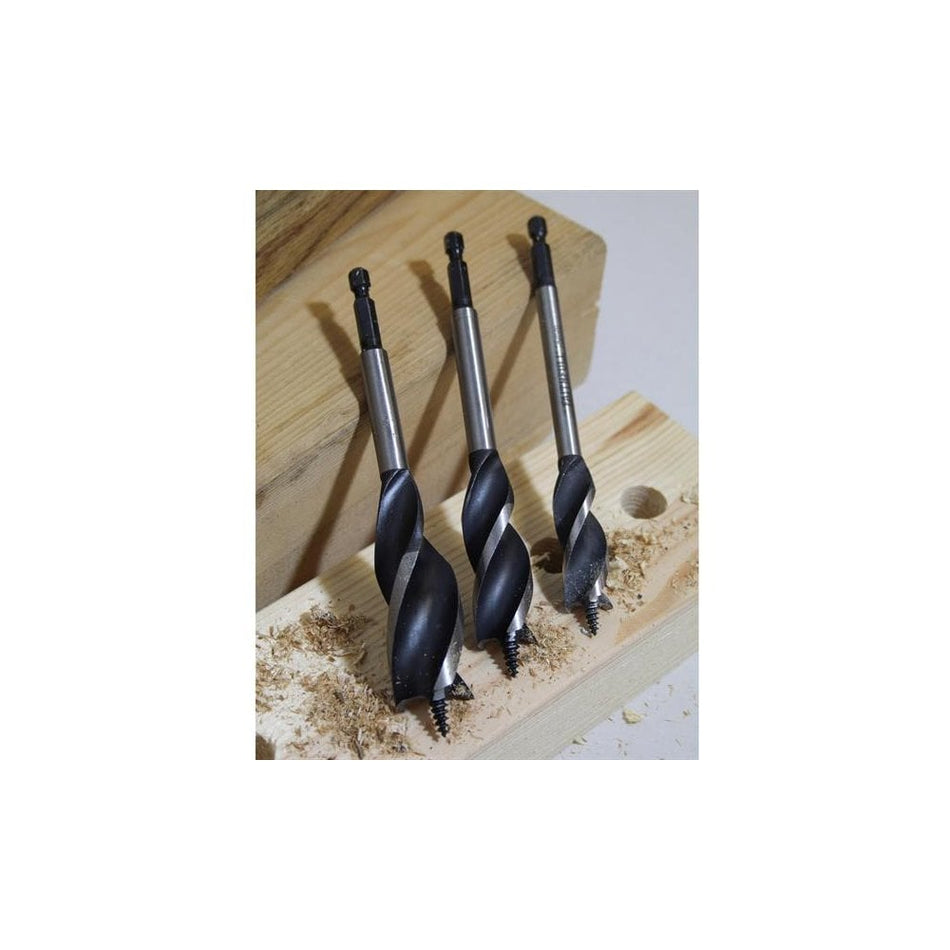 Faithfull Tri-Point Speed Auger Bit Set, 3 Piece