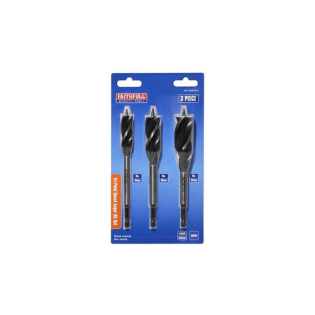 Faithfull Tri-Point Speed Auger Bit Set, 3 Piece