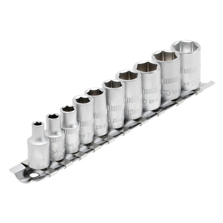 DRAPER 1/4" Sq. Dr. Metric Sockets on Metal Rail (10 piece) : Model No. BD10MM