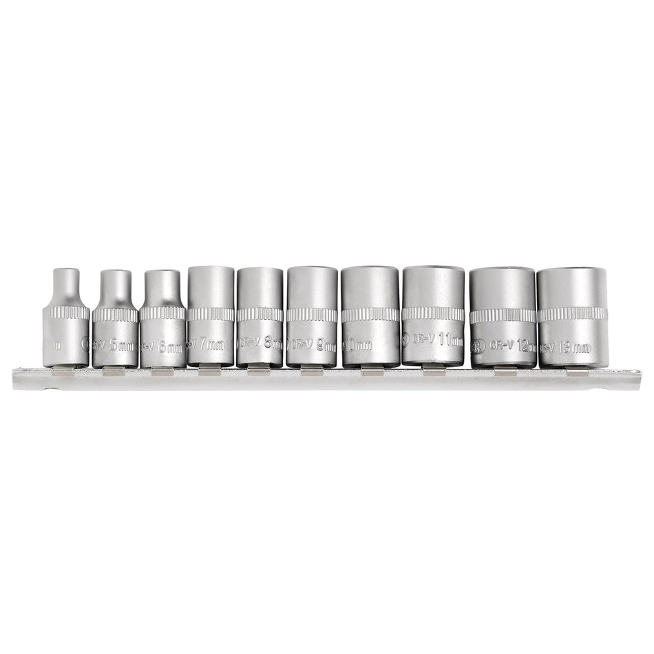 DRAPER 1/4" Sq. Dr. Metric Sockets on Metal Rail (10 piece) : Model No. BD10MM