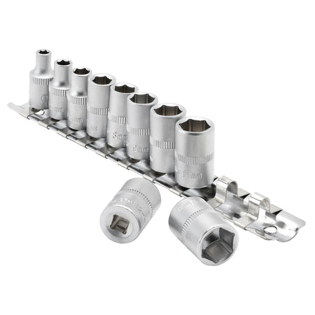 DRAPER 1/4" Sq. Dr. Metric Sockets on Metal Rail (10 piece) : Model No. BD10MM