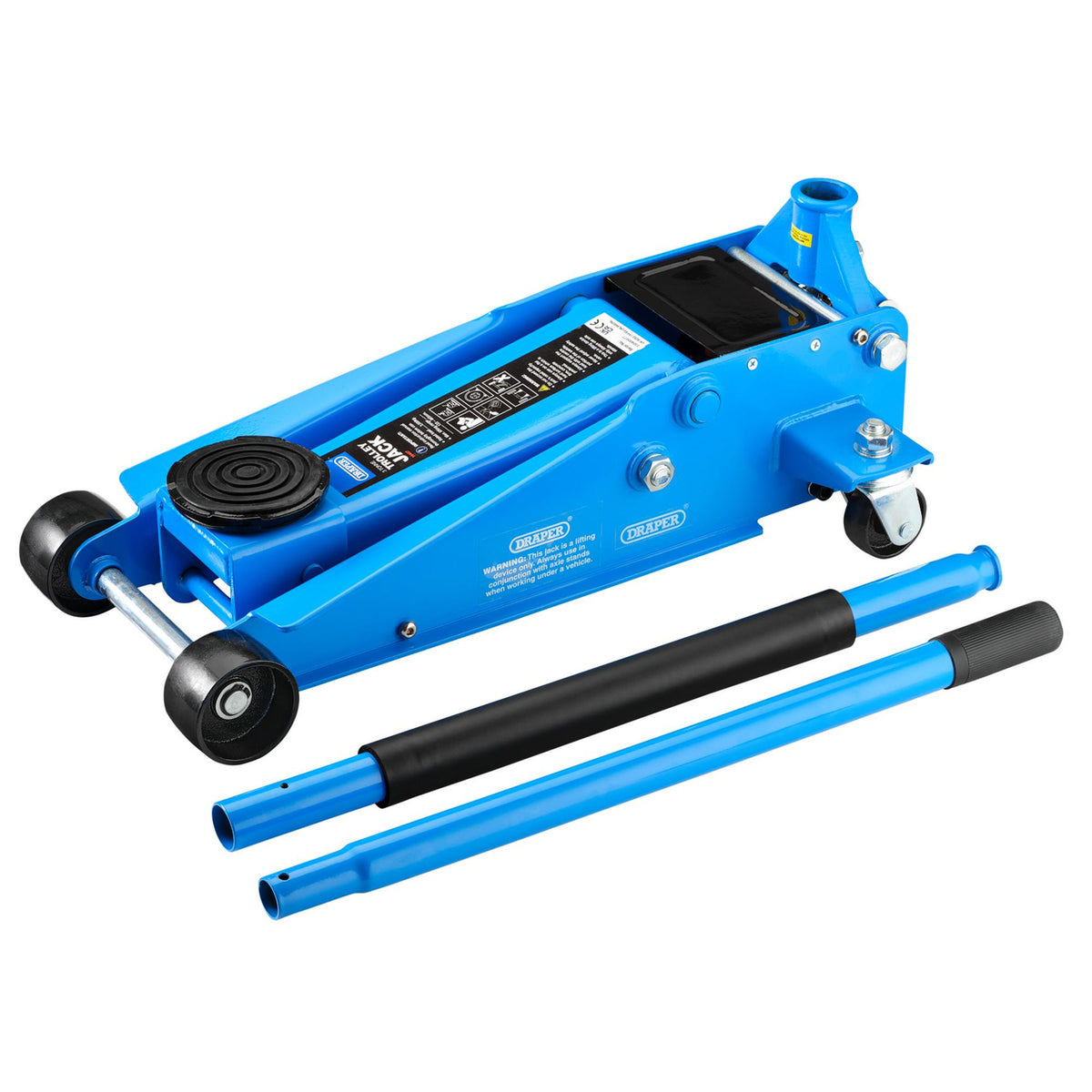 DRAPER Heavy Duty Trolley Jack With Twin Pistons (3 Tonne)