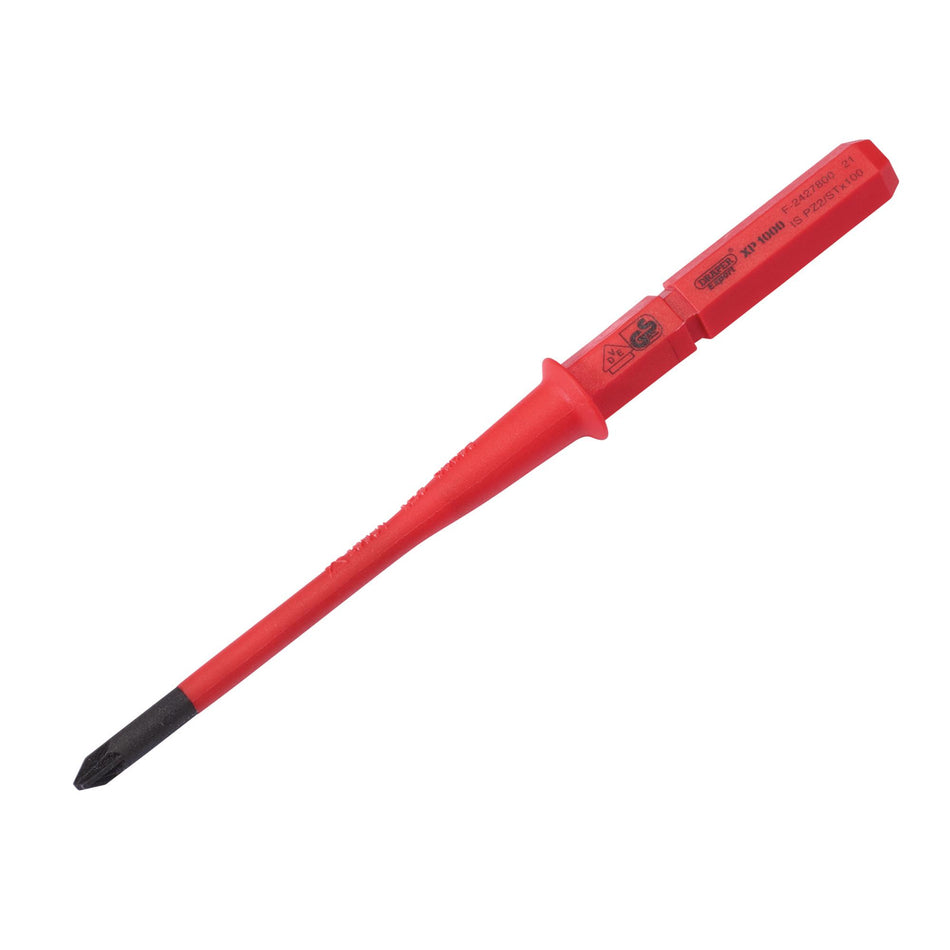 DRAPER Ergo Plus Extra Slim PZ/SL Type VDE Interchangeable Screwdriver Blade No:2 x 100mm : Model No. 9651PZ/SL SLIM