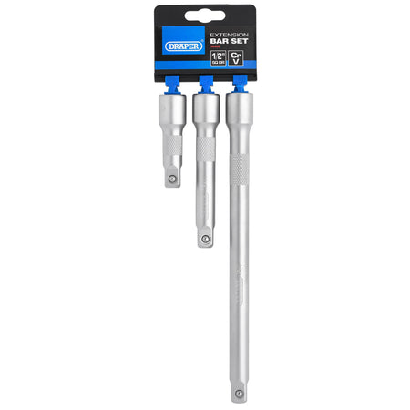 DRAPER 1/2" Square Drive Extension Bar Set (3 Piece) : Model No. HD-EXT/3