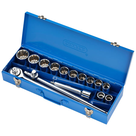 DRAPER 3/4" Sq. Dr. Metric Socket Set in Metal Case (15 piece) : Model No. TD15M