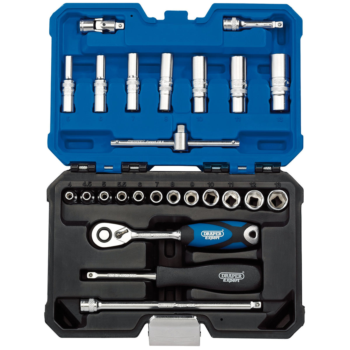DRAPER 1/4" Sq. Dr. Metric Socket Set (25 Piece) : Model No. B25MN/SG