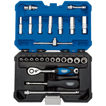 DRAPER 1/4" Sq. Dr. Metric Socket Set (25 Piece) : Model No. B25MN/SG