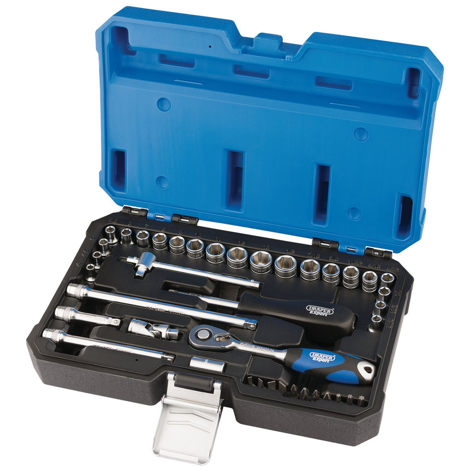 DRAPER 1/4" Sq. Dr. MM/AF Combined Socket Set (40 Piece) : Model No. B40AMN/SG