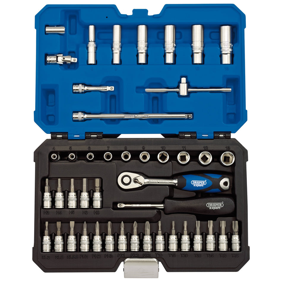 DRAPER 1/4" Sq. Dr. Metric Socket Set (44 Piece) : Model No. B44MN/SG