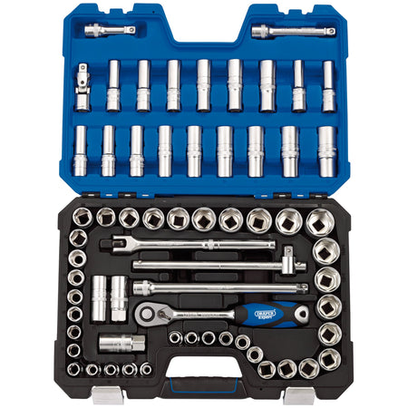 DRAPER 1/2" Sq. Dr. MM/AF Combined Socket Set (63 Piece) : Model No. H63AMN/SG