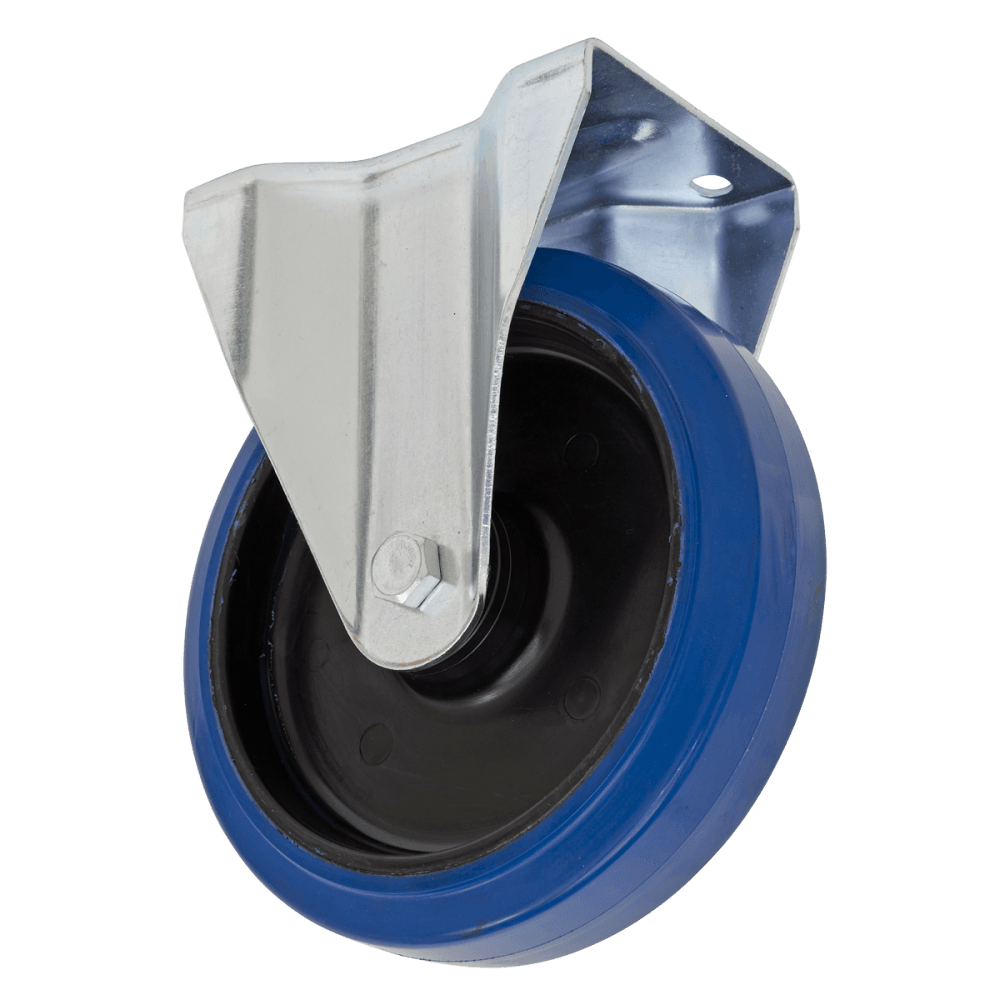 Sealey Heavy-Duty Blue Elastic Rubber Fixed Castor Wheel 160mm - Trade Model No- SCW3160FPEM