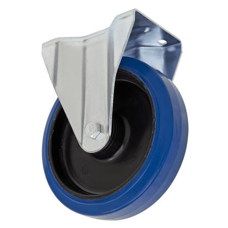 Sealey Heavy-Duty Blue Elastic Rubber Fixed Castor Wheel 160mm - Trade Model No- SCW3160FPEM