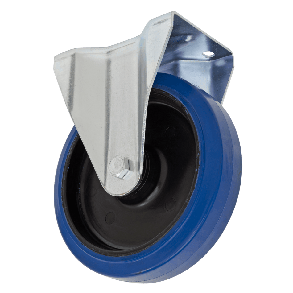Sealey Heavy-Duty Blue Elastic Rubber Fixed Castor Wheel 160mm - Trade Model No- SCW3160FPEM
