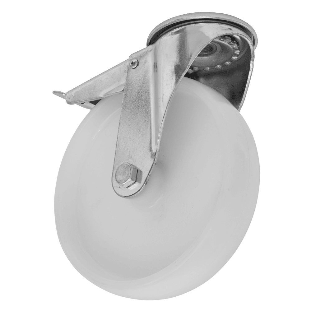 Sealey Heavy-Duty Nylon Castor Wheel Bolt Hole with Total Lock 100mm - Trade Model No- SCW4100SBLEM
